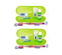 VITIS 2 Pack Orthodontic Travel Kit - 15ml Toothpaste + 30ml Mouthwash + Relief Wax + Toothbrush + Interprox Brush