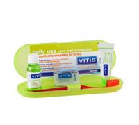 VITIS Orthodontic Travel Kit - Braces Oral Care Set with Travel Toothbrush, Mini Toothpaste, Mouthwash & Orthodontic Wax for Daily Cleaning On The Go