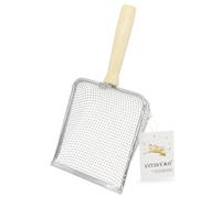 Vitisyao Fine Cat Litter Scoop, Stainless Steel Mesh Scooper, Kitty Metal Scooper for Litter Box Kitten Pooper, Wide Rabbit Poop Lifter with Beech Handle