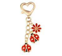 VITITRAN Ladybug Keychain and Keyring, Cute Bag Charm with Flower or Clover, Purse Accessory for Women, Teen Girls, Backpack, Wallet, Multi, S