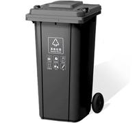 VITIWEDTY Large Plastic Trash Can with Lid, Mobile Outdoor Waste Bin for Garage, Kitchen, Restaurant & Commercial Spaces (Black 100L)