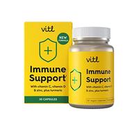 Vitl Immune Support Supplement - 30 Vegan Capsules - with Vitamin D, Vitamin C, Folate, Zinc, Turmeric & Elderberry Extracts - 1 Month Supply