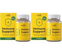 Vitl Immune Support Supplement - 30 Vegan Capsules - with Vitamin D, Vitamin C, Folate, Zinc, Turmeric & Elderberry Extracts - 1 Month Supply (Pack of 2)