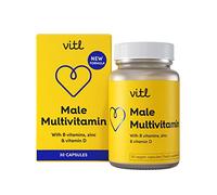 Vitl Male Multivitamin & Minerals Supplement - 30 Vegan Capsules - 20 Essential Nutrients Including B Vitamins, Zinc, Vitamin D & Plant Extracts - Support Overall Male Wellbeing - 1 Month Supply