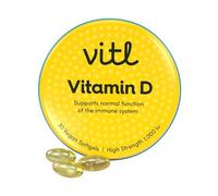 Vitl Vitamin D3 | Supports the Immune System, Bones & Joints, Teeth, Muscles & Heart | High-Strength 1000 IU Formula | Easy-to-Swallow Softgels | Vegan Friendly | Pocket Tin (30)