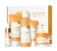 Vitmin C Skincare Set, Hydrating Starter Kit Skin Care Sets & Kits for Teenage Girls, Skincare Gift Set with Cleanser, Toner, Face Cream, Eye Serum, Face Serum, Travel Skincare Set