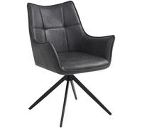Vito Swivel Dining Armchairs - Set of 2 - Charcoal Faux Leather