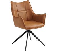Vito Swivel Dining Armchairs - Set of 2 - Tan Faux Leather
