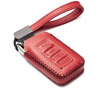 Vitodeco Genuine Leather Smart Key Fob Case Cover Protector Suitable for 2014-2021 Lexus UX, NX, RX, GX, LX, is, ES, GS, LS (4-Button, Red)