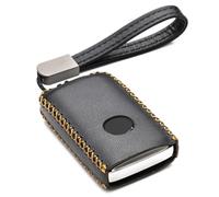Vitodeco Genuine Leather Smart Key Fob Case Cover Protector with Leather Key Holder for 2019-2021 Mazda 3, Mazda 3 Hatchback, 2020-2021 Mazda CX-5, CX-30, CX-9 (4-Button, Black)