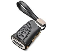 Vitodeco Genuine Leather Smart Key Fob Case with Leather Lanyard Suitable for 2018-2021 Lexus is 350, LS 500, LS 500H, UX 200, UX 250H, LC 500, LC 500H, ES 350, ES 300H (4 Button, Black)