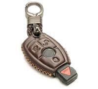 Vitodeco Leather Keyless Entry Remote Control Smart Key Case Cover Compatible for Mercedes Benz (Mocha), Mocha, 3 or 4 Buttons