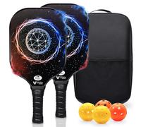 VITOLER USAPA Approved Pickleball Set of 2, Lightweight Fiberglass Paddles, 4 Balls & 1 Bag, Suitable for All Ages & Levels