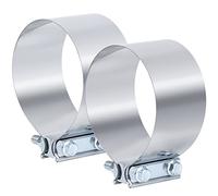 Vitonsbay 6.0 Inch Exhaust Clamp,6 Inch Butt Joint Exhaust Pipe Muffler Band Clamp Sleeve Coupler Stainless Steel(2Pcs)