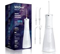 Vitoral Professional Cordless Water Flosser for Teeth & Gum Health | Premium IPX7 Waterproof Oral Irrigator & Plaque Remover | Deep-Clean Dental Jet with 4 Smart Modes, 350ml Home & Travel (White)