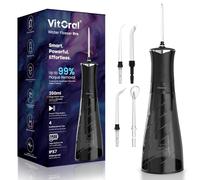 Vitoral Professional Cordless Water Flosser for Teeth & Gum Health | Premium IPX7 Waterproof Oral Irrigator & Plaque Remover | Deep-Clean Dental Jet with 4 Smart Modes, 350ml Home & Travel (Black)