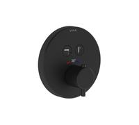 VitrA Aquacontrol Round Concealed Thermostatic 2-Way Bath Mixer - Matt Black Finish: Matt Black
