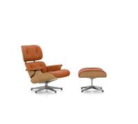 Vitra Eames Armchair With Ottoman Chestnut/Calma Cognac/ Aluminum