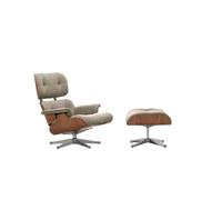 Vitra Eames Armchair With Ottoman Natural Walnut/05 Cream/Dark Brown/ Aluminum