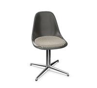 Vitra Eames Fiberglass DSL Dining Chair With Seat Cushion Elephant Hide Grey/Checker/ Chrome
