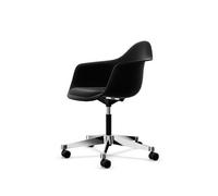 Vitra Eames Plastic PACC Office Chair M. Upholstered Seat and Swivel Black/ Deep Black