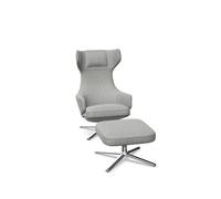 Vitra Grand Repos Armchair With Ottoman Cosy 2 Pebble Grey/ Chrome