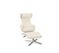 Vitra Grand Repos Armchair With Ottoman Dumet Ivory Melange/ Chrome