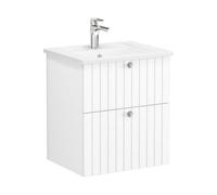 Vitra Harlow Ridge Matt White Wall-Mounted Vanity Unit & Basin Set Black Handle (W)605mm (H)670mm