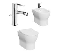 Vitra Koa White Round Floor-Mounted Bidet, Tap & Toilet Set