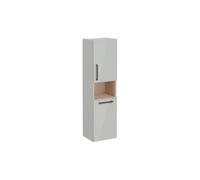 VitrA Root Flat 40cm 2 Door Semi-Tall Unit with Laundry Basket (RH Hinge) - Shiny Pearl Grey Finish: Shiny Pearl Grey, Handing: Right Hand Hinge