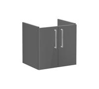 VitrA Root Flat 60cm 2 Door Wall Hung Washbasin Unit - Anthracite High Gloss Finish: Anthracite High Gloss