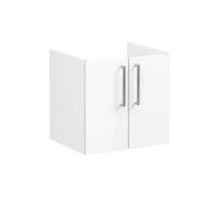 VitrA Root Flat 60cm 2 Door Wall Hung Washbasin Unit - High Gloss White Finish: High Gloss White