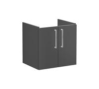 VitrA Root Flat 60cm 2 Door Wall Hung Washbasin Unit - Matt Storm Grey Finish: Matt Storm Grey