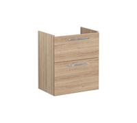 VitrA Root Flat 60cm 2 Drawer Slim Washbasin Unit - Natural Oak Finish: Natural Oak