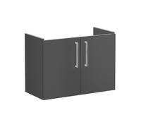 VitrA Root Flat 80cm 2 Door Wall Hung Slim Washbasin Unit - Matt Storm Grey Finish: Matt Storm Grey
