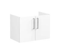 VitrA Root Flat 80cm 2 Door Wall Hung Washbasin Unit - High Gloss White Finish: High Gloss White
