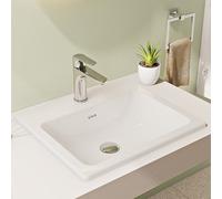 Vitra S20 500mm Countertop Square Inset Basin 1 Tap Hole - White - 5464B003-0001