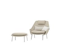 Vitra Slow Armchair & Ottoman Beige/ Cream/ Chrome