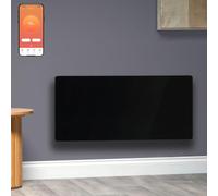 Vitra Verde Glass WiFi Electric Panel Heater/Convector Radiator With Timer, Voice Control. Splash Proof, Wall Mounted/Portable (Black, 2000W)
