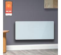 Vitra Verde Glass WiFi Electric Panel Heater/Convector Radiator With Timer, Voice Control. Splash Proof, Wall Mounted/Portable (White, 2000W)