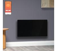 Vitra Verde Glass WiFi Electric Panel Heater/Convector Radiator With Timer, Voice Control. Splash Proof, Wall Mounted/Portable (Black, 1500W)