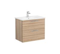 VitrA Zentrum 80cm 2 Drawer Wall Hung Washbasin Unit - Natural Oak Size: 80cm, Finish: Natural Oak
