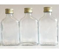 Vitrea 48 Empty Glass Bottles 200 ml Hip Flask 200 ml Pocket Bottles with Screw Cap Gold for Filling Yourself 0.2 L Liqueur Bottles Schnapps Bottles Vinegar Bottles Grain Oil Bottles Height 15.5 cm