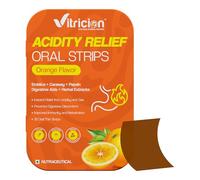 Vitricion Acidity Relief Oral Strips - 30 Fast-Dissolving Strips | Antacids for Heartburn, Acid Reflux, Indigestion and Bloating | Vegan, Non-GMO, Dairy-Free and Gluten-Free | Orange Flavour
