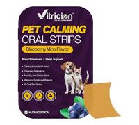 Vitricion Pet Calming Oral Strips for Dogs & Cats - 30 Fast-Acting Oral Strips | Chamomile & Melatonin | Reduce Stress for Travel, Fireworks and Separation Anxiety | Non-Drowsy | Blueberry Mint