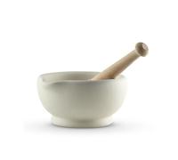 Vitrified Porcelain Pestle and Mortar Set for Grinding and Crushing Herbs, Seeds and Nuts, Size 3, 15.2cm Diameter, White, MB947005