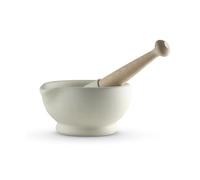 Vitrified Porcelain Pestle and Mortar Set for Grinding and Crushing Herbs, Seeds and Nuts, Size 4, 17cm Diameter, White, MB947006