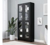 vidaXL Vitrine Cabinet Concrete Grey Chipboard Storage Rack Bookcase Sideboard