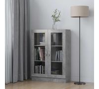 Vitrine Cabinet Concrete Grey 82.5x30.5x150cm Engineered Wood & Glass 4 Shelves