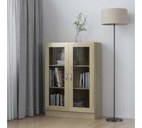 vidaXL Vitrine Cabinet Sonoma Oak Engineered Wood Storage Bookcase Sideboard